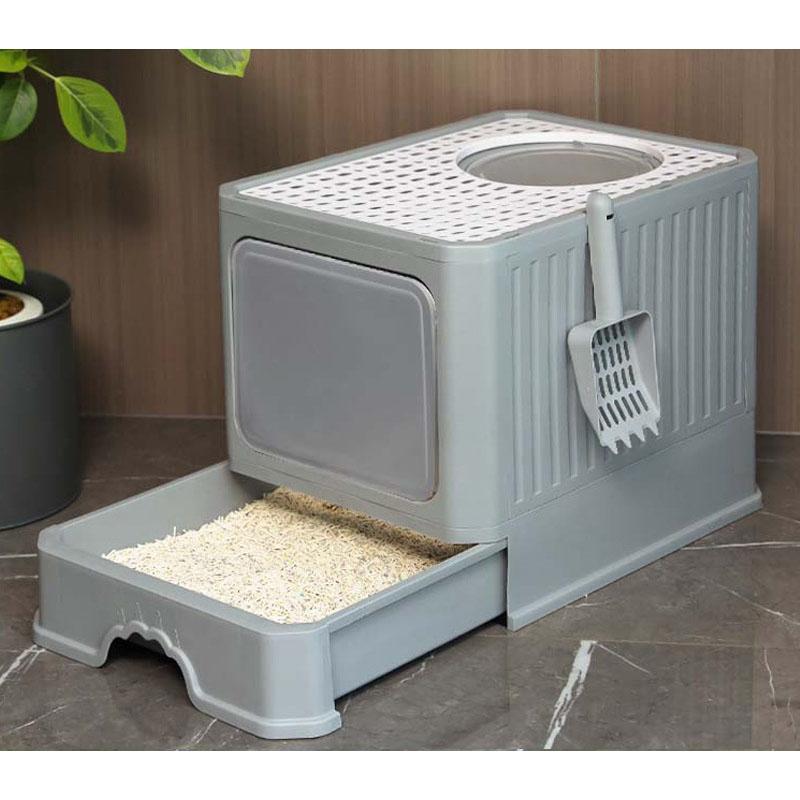 猫トイレ 砂 におい対策 目隠し 引き出し 折りたたみ式 フルカバー ボックストイレ 散らからない スコップ付き 猫用トイレ用品 ペット用 | ブランド登録なし | 13