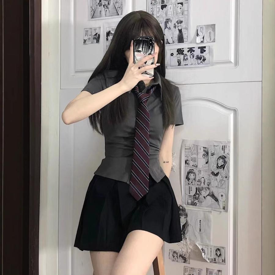 コスプレ 制服 女子高生 半袖 ギャザーシャツ コスプレ 衣装 レディース ス スクール 制服 JKシャツ ギャル キャバ コスチューム スクール | ブランド登録なし | 04