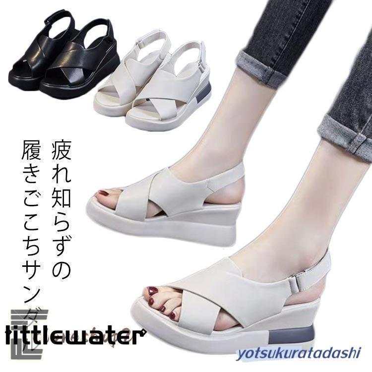 厚底サンダル レディース オフィス 歩きやすい 軽量 快適 サンダル 黒 | ブランド登録なし | 05