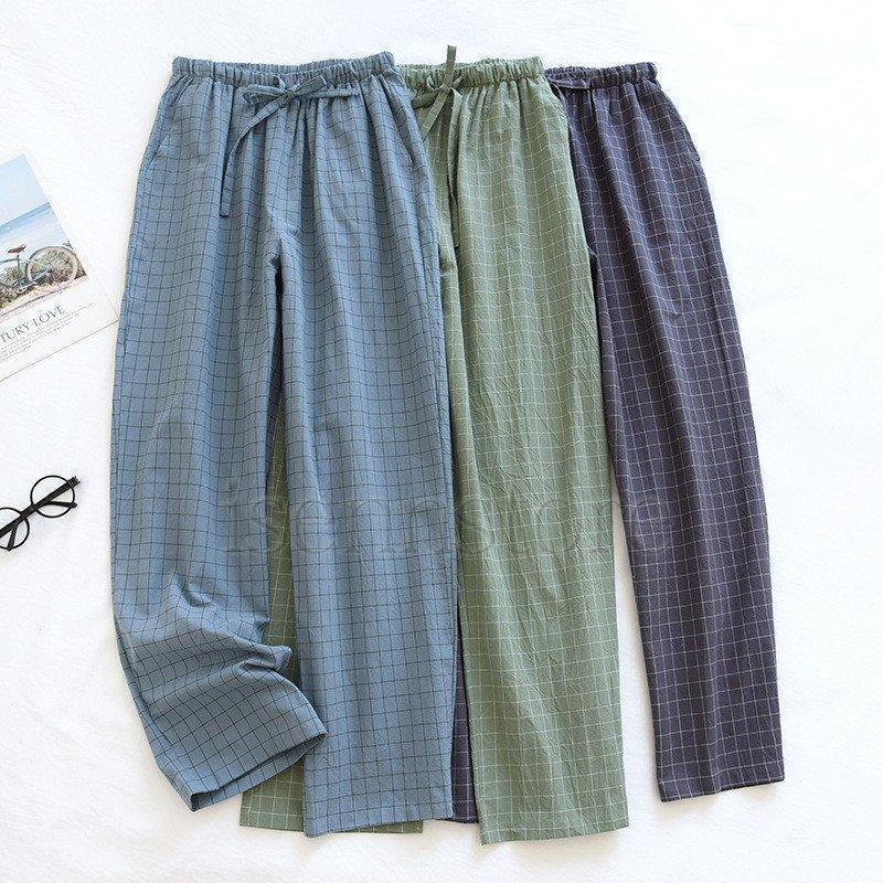 選べる4色ルームパンツ パジャマパンツ メンズ 綿 コットン パジャマ 寝ズボン ロングパンツ ルームウェア 春夏 リラックス 薄手 チェック柄 | ブランド登録なし | 02