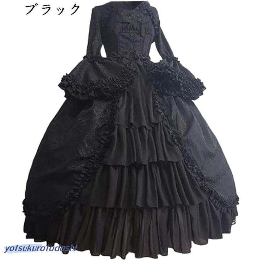 姫系 ゴスロリ ワンピース フリル 長袖 ドレス ゴシック ビジュアル系 衣装 撮影 ロリータ ハイウエスト レース フリル ドレス 女装 | ブランド登録なし | 02