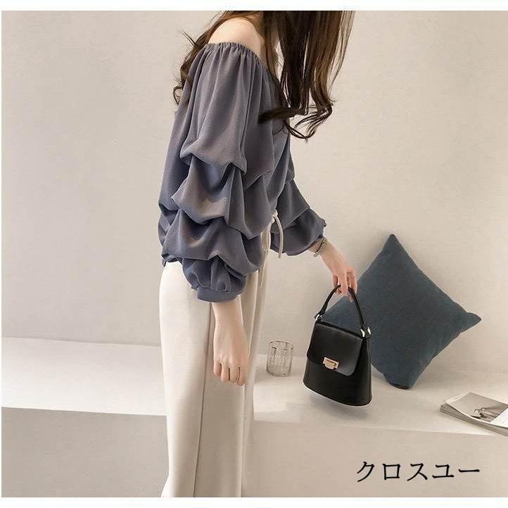 レディースファッション 3色 シャツ ブラウス オフショル ドレープ きれいめ フェミニン くすみカラー 無地 春夏 ス レディース 通勤 シンプル | ブランド登録なし | 07