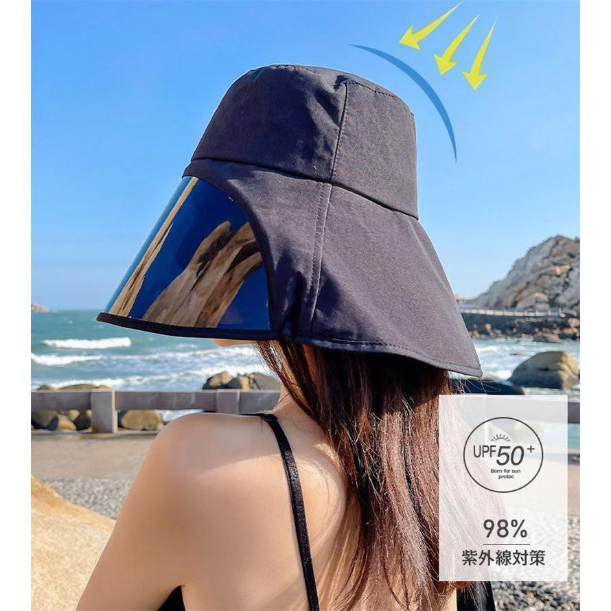 サンバイザー レディース つば広帽子 全顔覆う 紫外線対策 花粉症防止 フェイスカバー 自転車 UVカット 日焼け軽減 ゴルフ ワイドバイザー | ブランド登録なし | 12