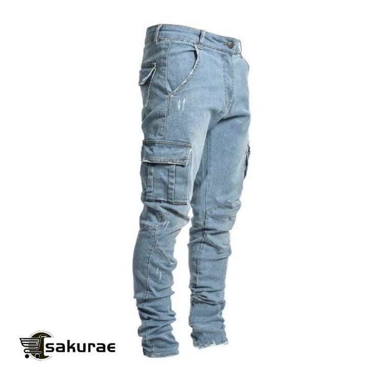 スキニーデニム カーゴパンツ S-5XL ストレッチ ジョガーパンツ ボ ジーンズ ジーパン 大きいサイズ 長ズボン S-5XL 作業ズボン 作 | ブランド登録なし | 02