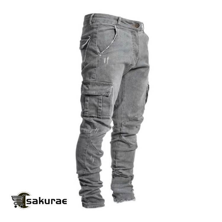 スキニーデニム カーゴパンツ S-5XL ストレッチ ジョガーパンツ ボ ジーンズ ジーパン 大きいサイズ 長ズボン S-5XL 作業ズボン 作 | ブランド登録なし | 03