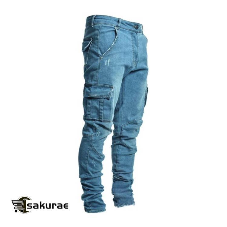スキニーデニム カーゴパンツ S-5XL ストレッチ ジョガーパンツ ボ ジーンズ ジーパン 大きいサイズ 長ズボン S-5XL 作業ズボン 作 | ブランド登録なし | 04