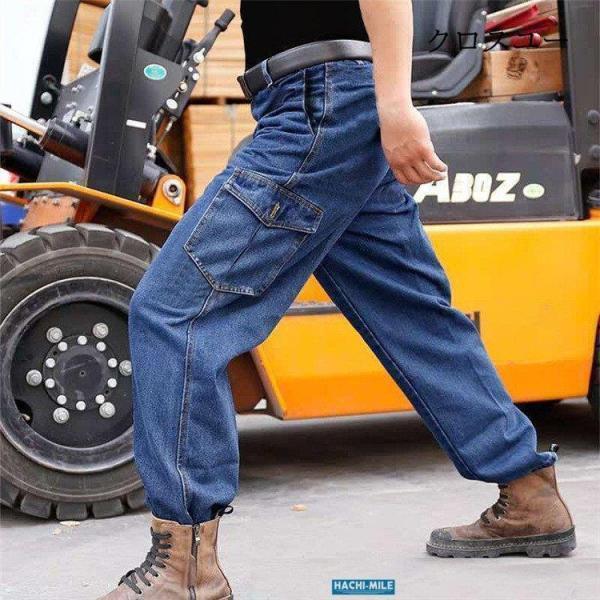 カーゴパンツ メンズ ワークパンツ デニムブルー 夏 厚手 大きくサイズ 作業服 丈夫 耐磨耗 火傷予防 やけど防止 | ブランド登録なし | 03