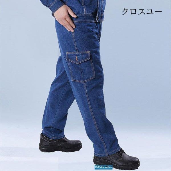 カーゴパンツ メンズ ワークパンツ デニムブルー 夏 厚手 大きくサイズ 作業服 丈夫 耐磨耗 火傷予防 やけど防止 | ブランド登録なし | 05