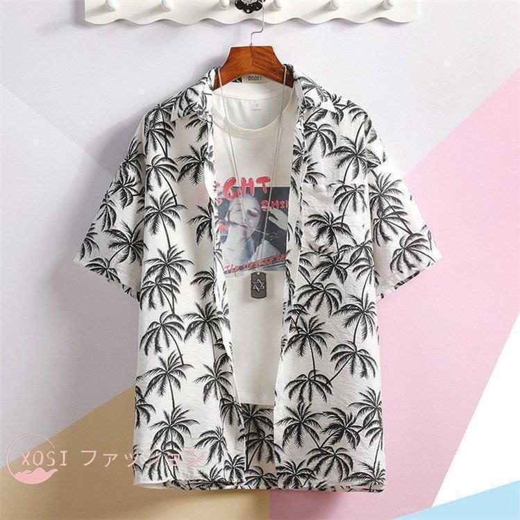 アロハシャツメンズ 大きいサイズ ハワイ 総柄 半袖シャツ 綿 和柄 男女共用 夏用 アロハ シャツ 花柄 ボタニカルリーフ柄 旅行 涼しい | ブランド登録なし | 03