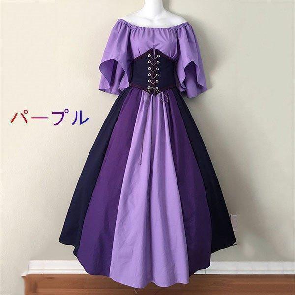 ワンピース ドレス ステージ衣装 舞台 ロング丈 4色 プリーツスカート ヨーロッパ中世 レディース ビッグサイズ 演劇 コスプレ衣装 撮影用 大人 | ブランド登録なし | 01