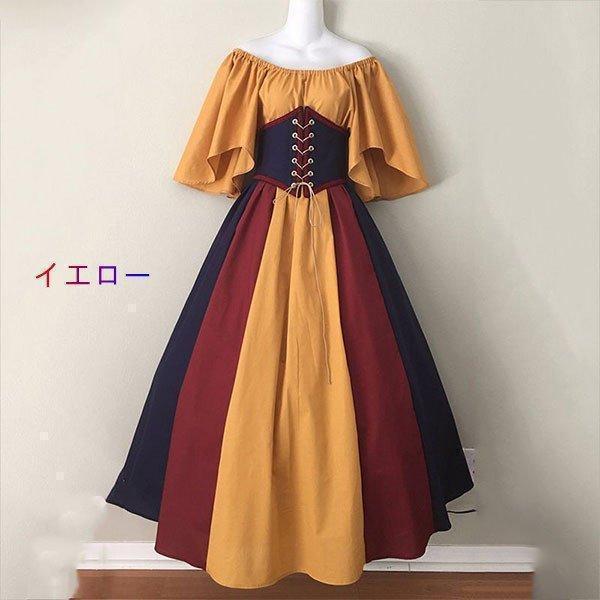 ワンピース ドレス ステージ衣装 舞台 ロング丈 4色 プリーツスカート ヨーロッパ中世 レディース ビッグサイズ 演劇 コスプレ衣装 撮影用 大人 | ブランド登録なし | 04