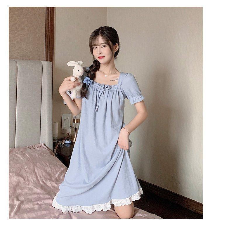 ネグリジェ 春夏 半袖 ワンピース 綿 ロング丈 ネグリジェ パジャマ レディース 部屋着 オシャレ ゆったり | ブランド登録なし | 12