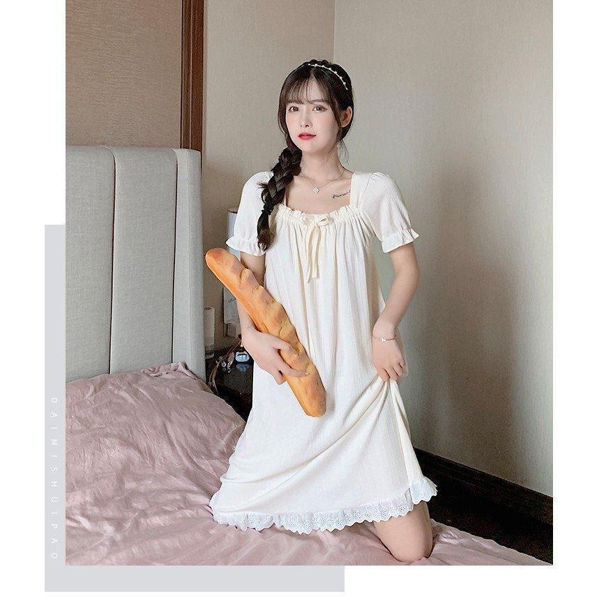 ネグリジェ 春夏 半袖 ワンピース 綿 ロング丈 ネグリジェ パジャマ レディース 部屋着 オシャレ ゆったり | ブランド登録なし | 04