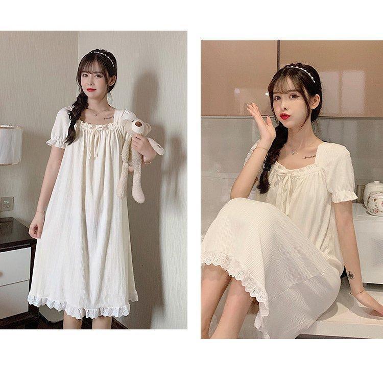 ネグリジェ 春夏 半袖 ワンピース 綿 ロング丈 ネグリジェ パジャマ レディース 部屋着 オシャレ ゆったり | ブランド登録なし | 05