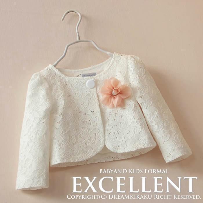 子供ボレロ コサージュ付き コットン ホワイト 子供服 女の子 ボレロ 子供ドレス 90 100 110 120 130 140 七五三 発表会 | ブランド登録なし | 02