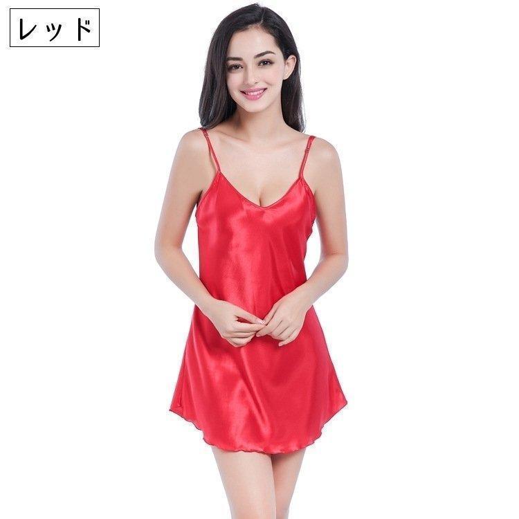 スリップ レディース インナー ミニ丈 ショート丈 ロングキャミソール 女性用 婦人用 下着 サテン調 シンプル 無地 ルームウエア ナイトウェア セ | ブランド登録なし | 08