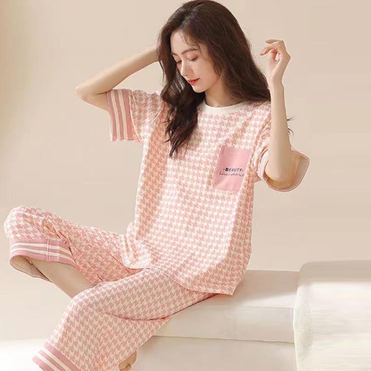 カップ付き 七分丈 夏用パジャマ 半袖 ルームウェア 夏 上下セット 大人用 カップ付き パッド付き パジャマ レディース 可愛いパジャマ 半袖パジャ | ブランド登録なし | 02