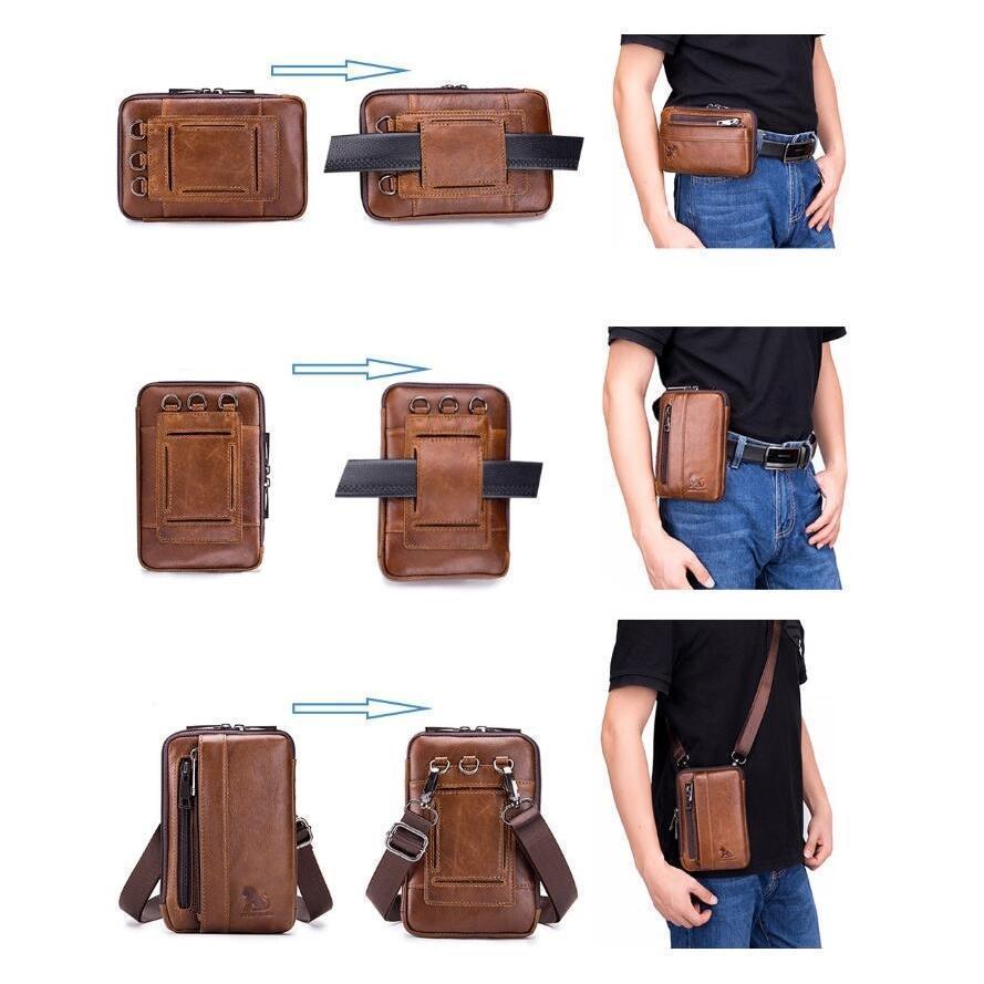 ウエストポーチ ベルトポーチ メンズ ヒップバッグ ショルダーバッグ3way 小型 レザー 男女兼用 ポーチ ウエストバッグ レザーポーチ 携帯 | ブランド登録なし | 02
