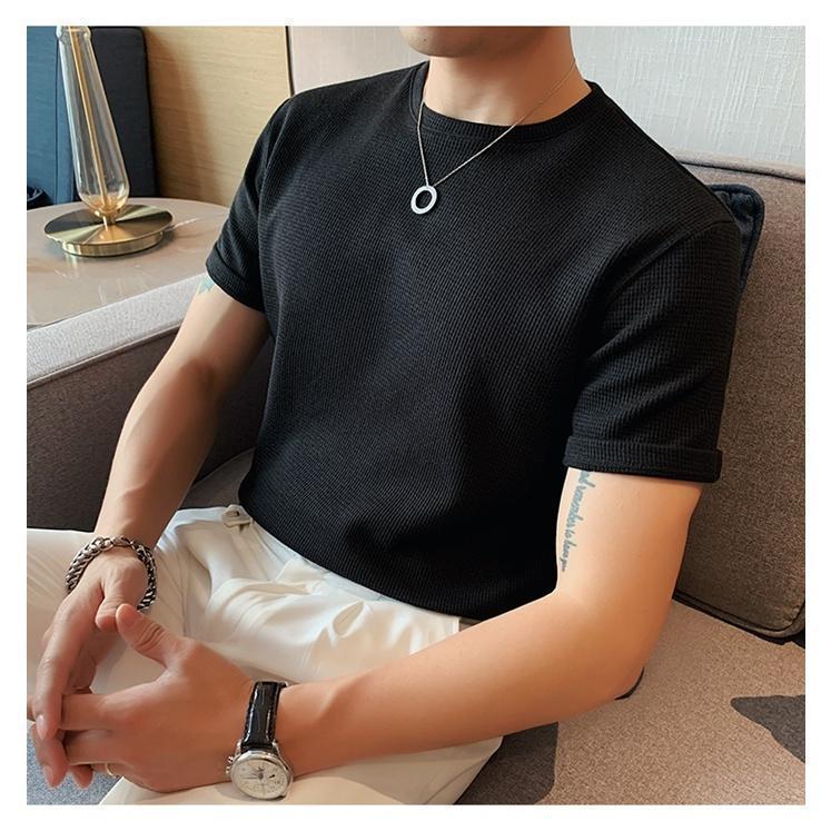 サマーニット メンズ トップス クルーネック半袖ニット 半袖 無地 薄手 クルーネック Tシャツ ゴルフ シャツ キレイめ 夏 父の日 春夏コーデ 着回しやすい | ブランド登録なし | 15