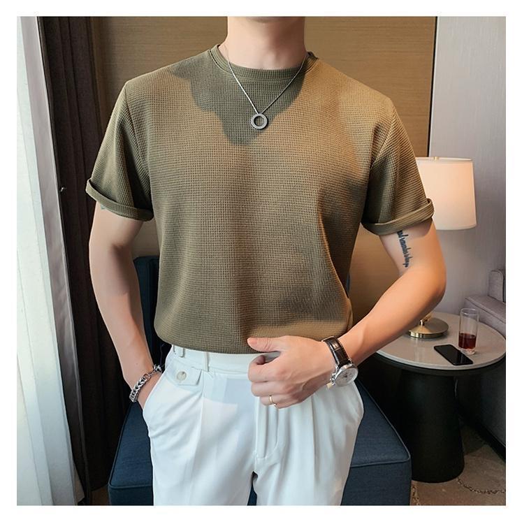 サマーニット メンズ トップス クルーネック半袖ニット 半袖 無地 薄手 クルーネック Tシャツ ゴルフ シャツ キレイめ 夏 父の日 春夏コーデ 着回しやすい | ブランド登録なし | 17