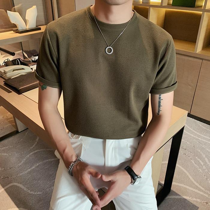 サマーニット メンズ トップス クルーネック半袖ニット 半袖 無地 薄手 クルーネック Tシャツ ゴルフ シャツ キレイめ 夏 父の日 春夏コーデ 着回しやすい | ブランド登録なし | 06