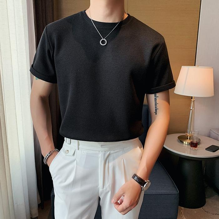サマーニット メンズ トップス クルーネック半袖ニット 半袖 無地 薄手 クルーネック Tシャツ ゴルフ シャツ キレイめ 夏 父の日 春夏コーデ 着回しやすい | ブランド登録なし | 07