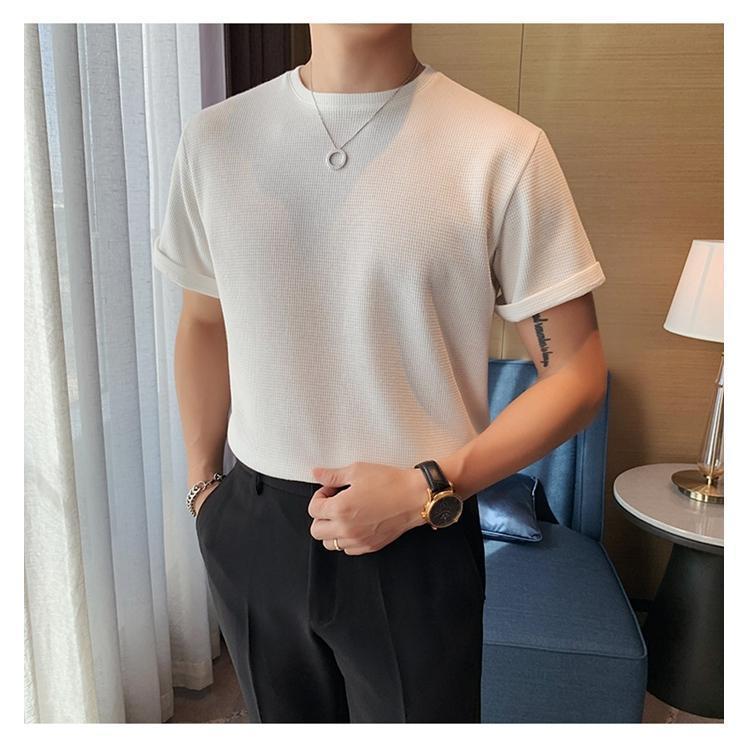 サマーニット メンズ トップス クルーネック半袖ニット 半袖 無地 薄手 クルーネック Tシャツ ゴルフ シャツ キレイめ 夏 父の日 春夏コーデ 着回しやすい | ブランド登録なし | 11
