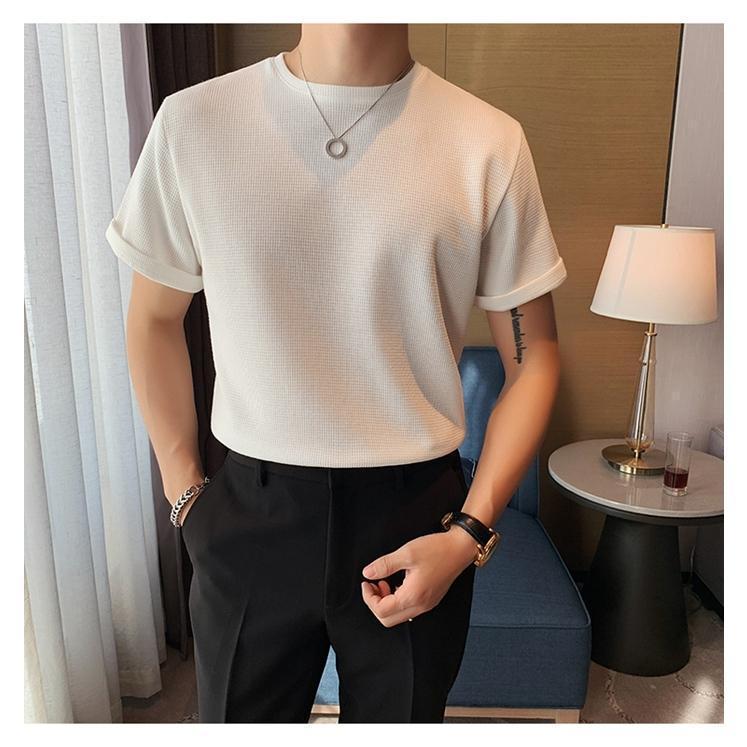 サマーニット メンズ トップス クルーネック半袖ニット 半袖 無地 薄手 クルーネック Tシャツ ゴルフ シャツ キレイめ 夏 父の日 春夏コーデ 着回しやすい | ブランド登録なし | 12