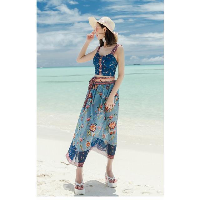 水着レディースタンキニ パレオ付き 短パン 体型カバー ママ水着 リゾート 海外旅行 ハワイ グアム 沖縄 10代 20代 30代 40代 50代 | ブランド登録なし | 01
