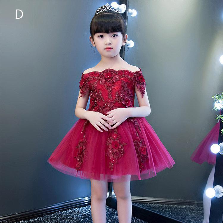 子供ドレス ショート丈 七五三ドレス ピンク ワイン赤 白 グレー オフショルダー 女児ドレス 入学式 卒業式 花柄フォーマル キッズドレス | ブランド登録なし | 04