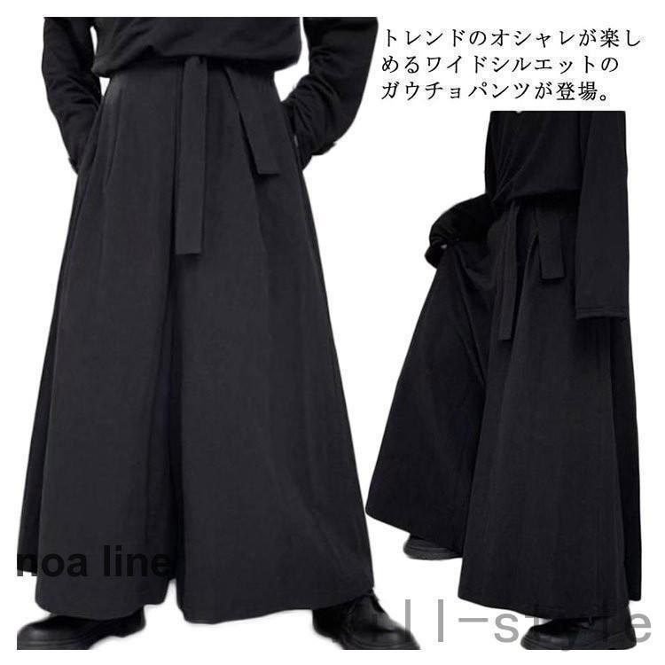 ワイドパンツ メンズ 袴パンツ 袴ズボン 男性用 ガチョウパンツ ガウチョ 和式ズボン ゆったり 大きいサイズ フレアパンツ 無地 ウエストゴム ロン | ブランド登録なし | 05
