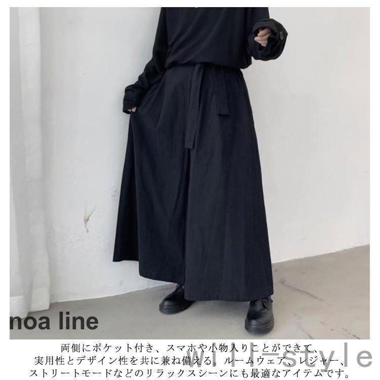 ワイドパンツ メンズ 袴パンツ 袴ズボン 男性用 ガチョウパンツ ガウチョ 和式ズボン ゆったり 大きいサイズ フレアパンツ 無地 ウエストゴム ロン | ブランド登録なし | 07