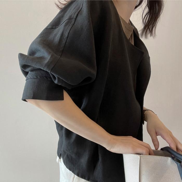 ジャケット レディース ノーカラージャケット 春 夏 秋 綿麻風 長袖 七分袖 無地 羽織り UVカット カーディガン サマージャケット カーディガン | ブランド登録なし | 12