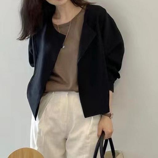 ジャケット レディース ノーカラージャケット 春 夏 秋 綿麻風 長袖 七分袖 無地 羽織り UVカット カーディガン サマージャケット カーディガン | ブランド登録なし | 08