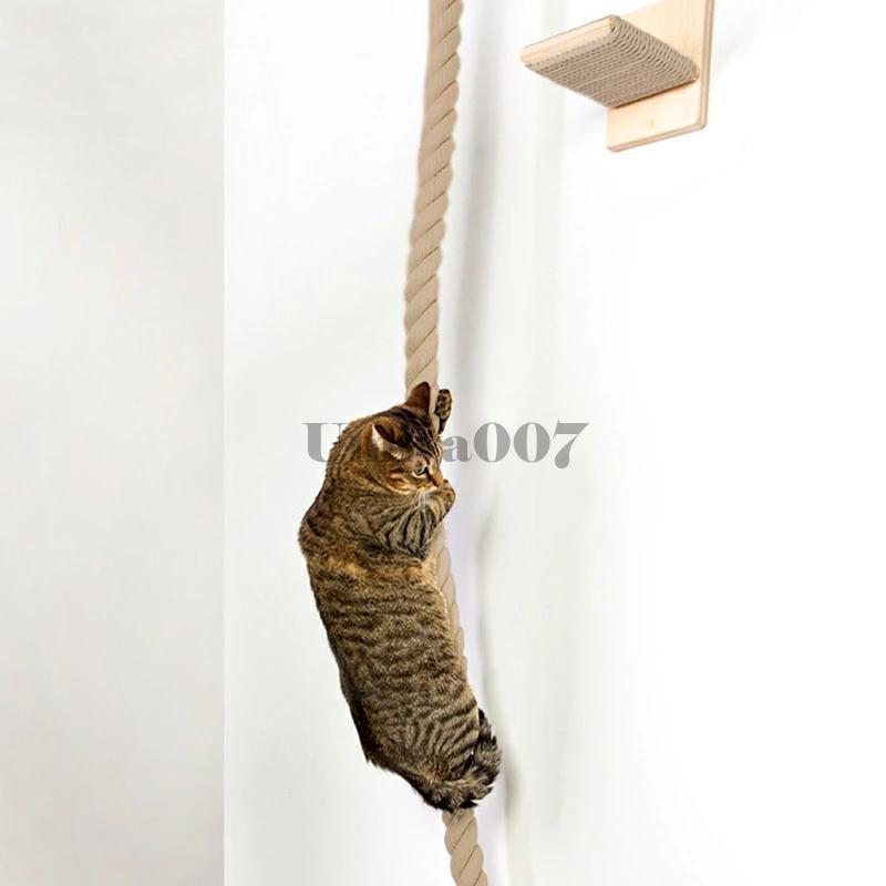 猫様の登りロープ 130CM キャットタワー 木製 省スペース 運動不足解消 サイザルジャンプ台 壁にかける 猫用省スペース 麻紐 見晴台 猫 タワー | ブランド登録なし | 07