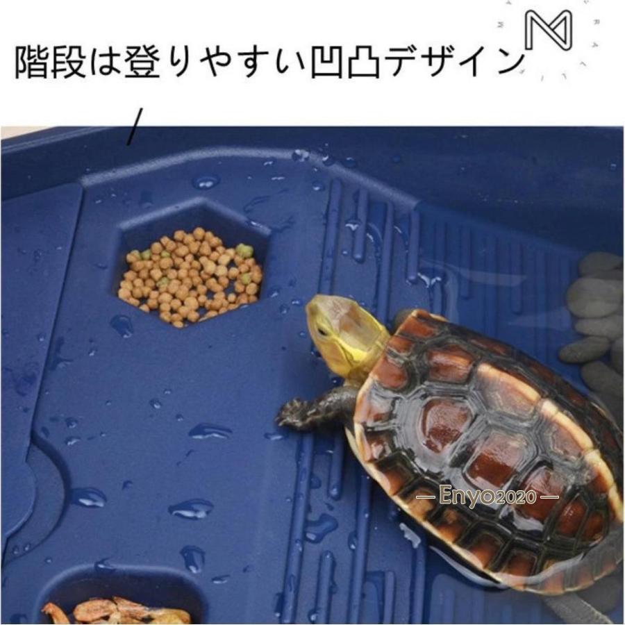 亀 両生類 水槽 65CM 飼育ケース タートルタンク カメ生息地 大空間 分離式 水替え簡単 日向ぼっこ台 エサ皿 脱出防止フェンス カメ | ブランド登録なし | 17