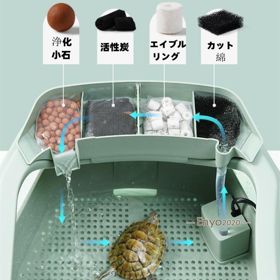 亀 両生類 水槽 65CM 飼育ケース タートルタンク カメ生息地 大空間 分離式 水替え簡単 日向ぼっこ台 エサ皿 脱出防止フェンス カメ | ブランド登録なし | 07