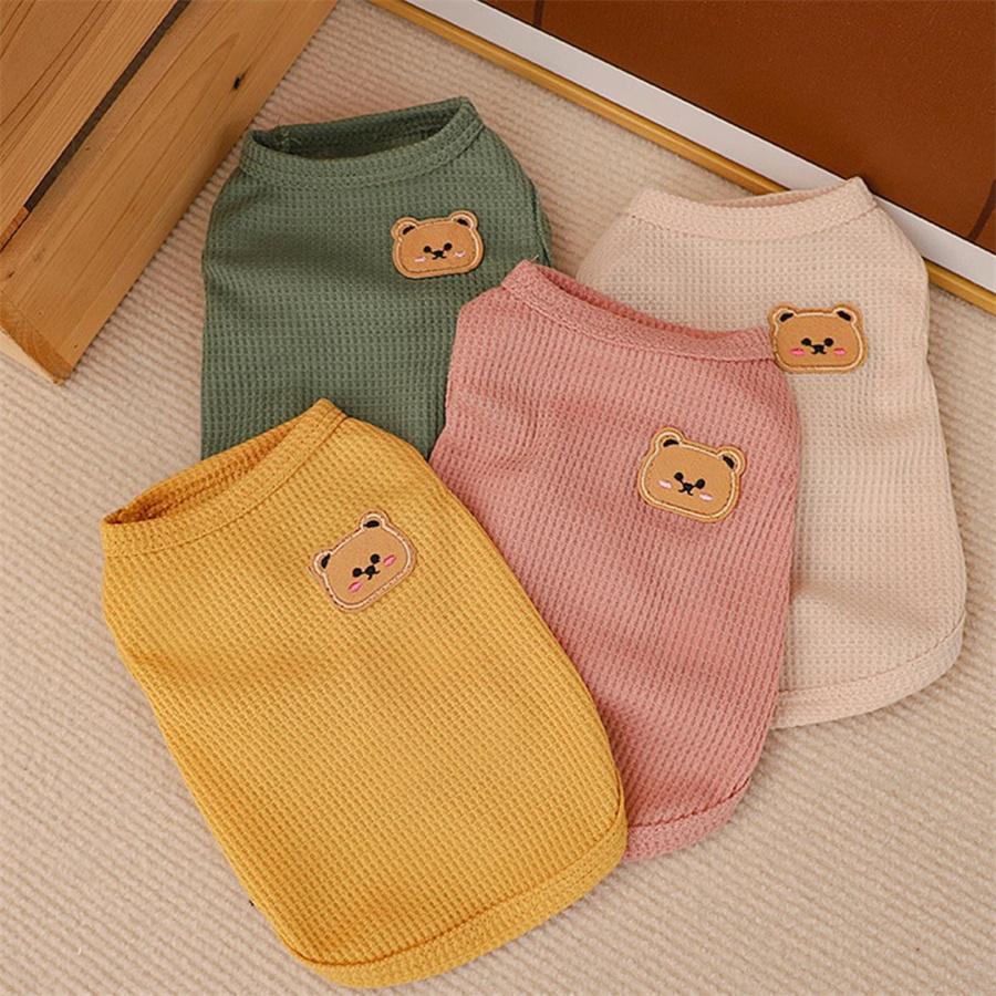犬 服 犬服 ドッグウェア ペットウェア クマ くま ワッペン 袖なし ワッフル Tシャツ タンク クール 春 夏 春夏 春夏秋冬 抜け毛防止 | ブランド登録なし | 12