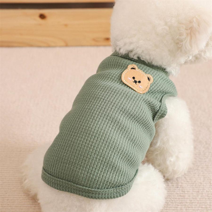 犬 服 犬服 ドッグウェア ペットウェア クマ くま ワッペン 袖なし ワッフル Tシャツ タンク クール 春 夏 春夏 春夏秋冬 抜け毛防止 | ブランド登録なし | 01