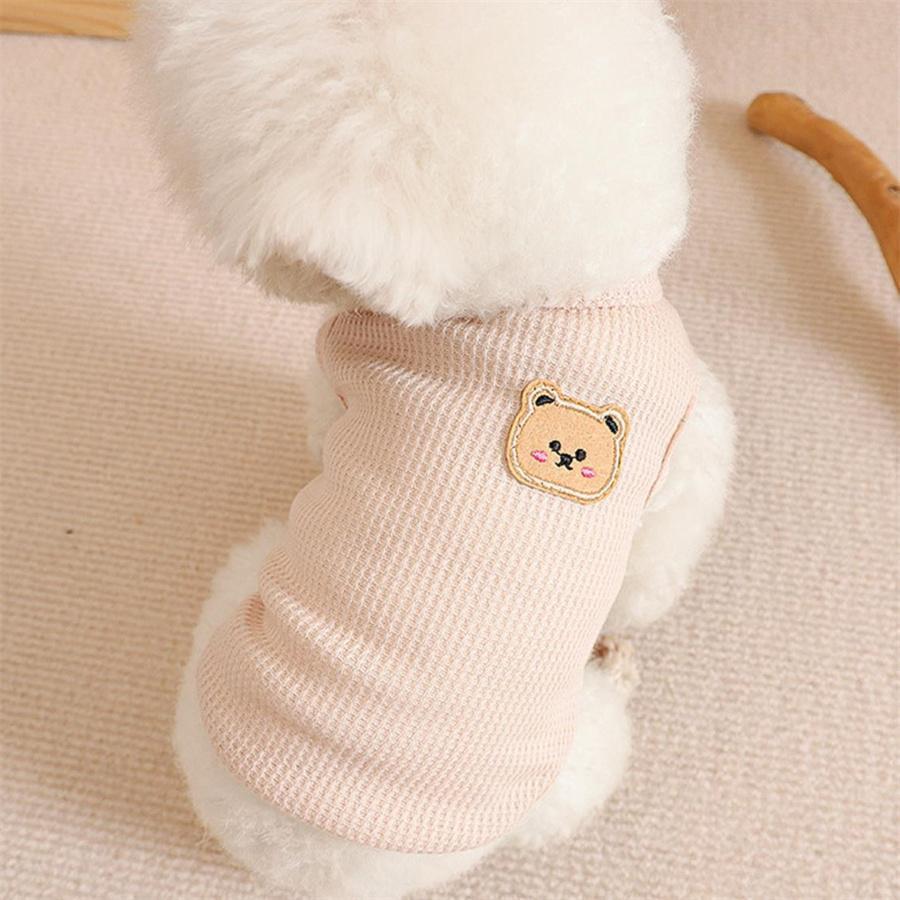 犬 服 犬服 ドッグウェア ペットウェア クマ くま ワッペン 袖なし ワッフル Tシャツ タンク クール 春 夏 春夏 春夏秋冬 抜け毛防止 | ブランド登録なし | 04