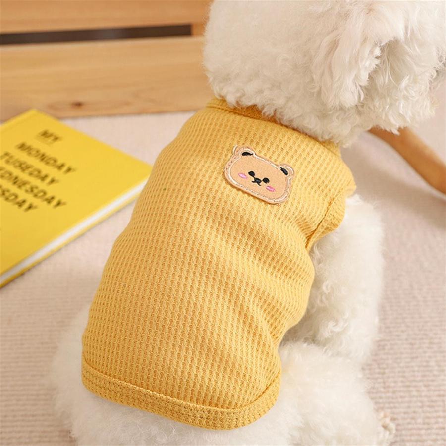 犬 服 犬服 ドッグウェア ペットウェア クマ くま ワッペン 袖なし ワッフル Tシャツ タンク クール 春 夏 春夏 春夏秋冬 抜け毛防止 | ブランド登録なし | 06