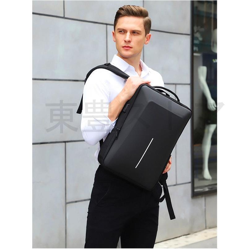 ビジネスリュック パソコン PC収納 出張 自転車 通勤 通学 ハードシェル 盗難防止 耐衝撃 多機能 旅行 スポーツ 男女兼用 大容量 | ブランド登録なし | 02