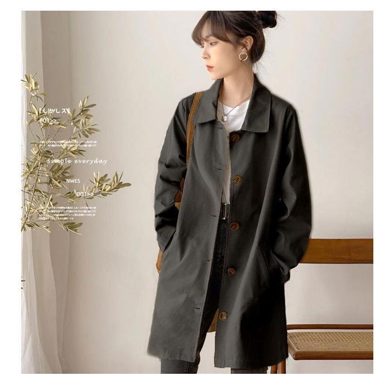 コート トレンチコート レディース ステンカラーコート ロングコート スプリングコート アウター ジャケット 春 秋 通勤 通学 薄手 スリム 細身 | ブランド登録なし | 14