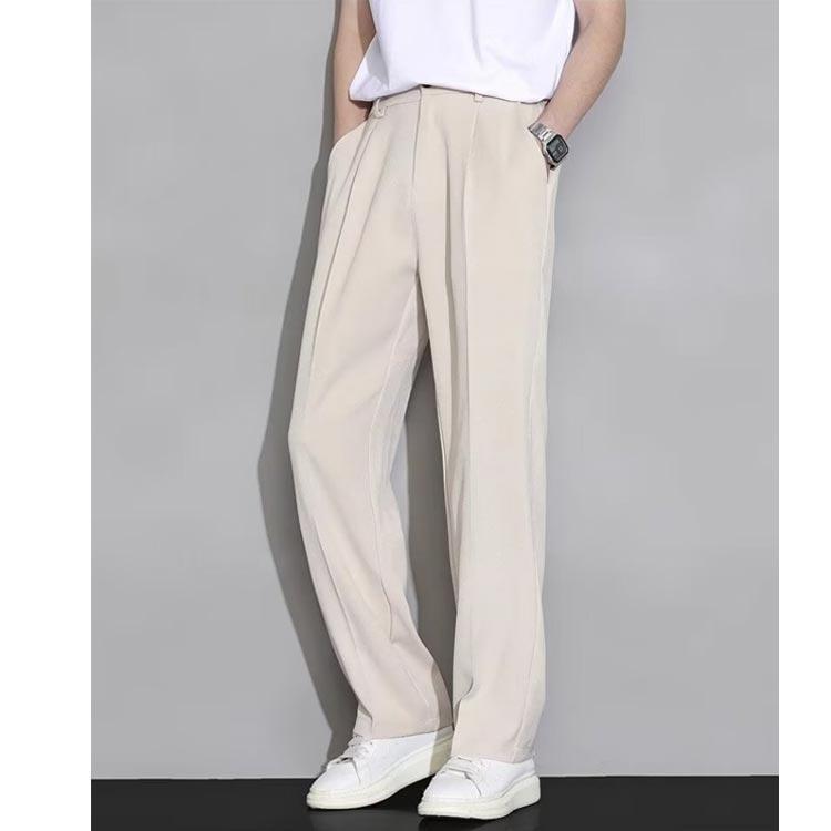 タックワイドパンツ スラックス メンズ 夏用 ストレートパンツ ノーアイロン ビジネス 涼感パンツ アイスシルクパンツ ひんやり 接触冷感 洗える ウ | ブランド登録なし | 01
