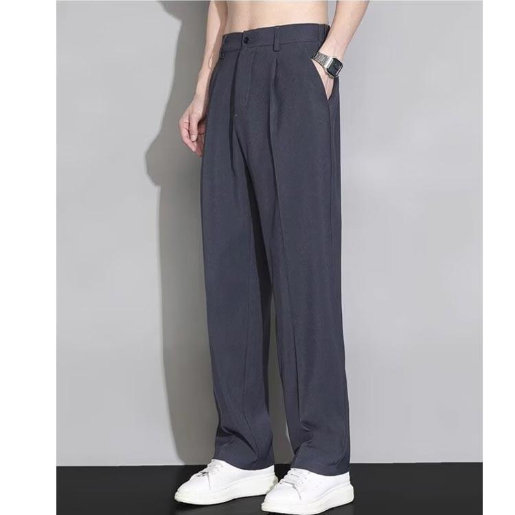 タックワイドパンツ スラックス メンズ 夏用 ストレートパンツ ノーアイロン ビジネス 涼感パンツ アイスシルクパンツ ひんやり 接触冷感 洗える ウ | ブランド登録なし | 02