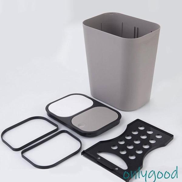 ゴミ箱 ふた付き 2分別ワゴン 蓋つき 臭い対策 ダストボックス プッシュオープン シンプル 台所 生ゴミ 12L 資源ごみ 分別 仕分け ミニ 小型 | ブランド登録なし | 10