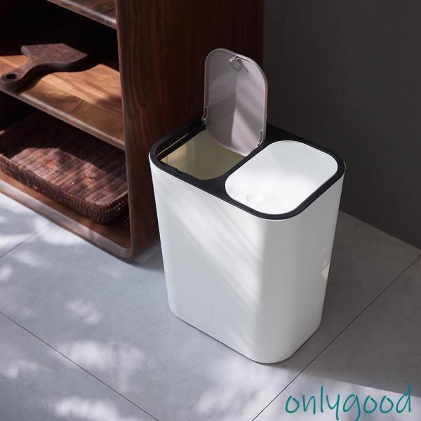 ゴミ箱 ふた付き 2分別ワゴン 蓋つき 臭い対策 ダストボックス プッシュオープン シンプル 台所 生ゴミ 12L 資源ごみ 分別 仕分け ミニ 小型 | ブランド登録なし | 05