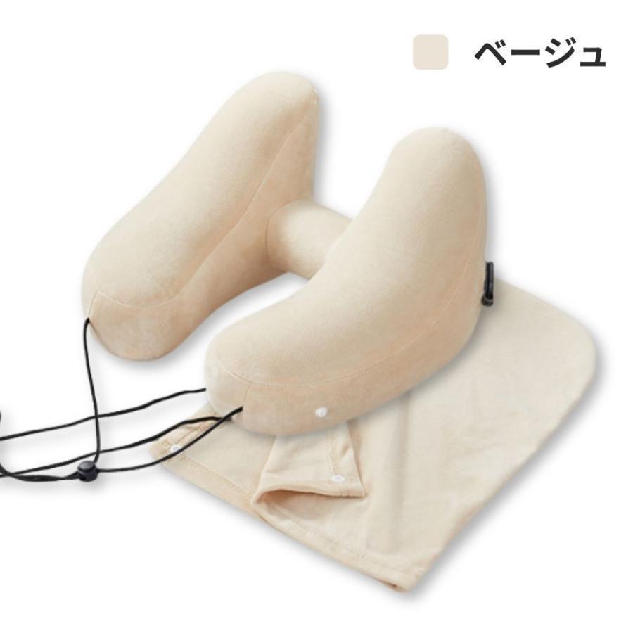 ネックピロー 飛行機 エアー H型 h型 車 枕 フード付き 空気 フード付 車中泊 トラベル 首枕 便利グッズ エアーピロー ネッククッション | ブランド登録なし | 04