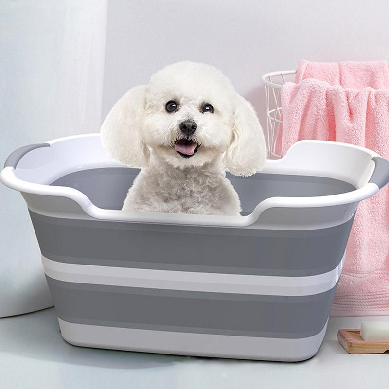 ペット お風呂 バスタブ 白 緑 おけ 折りたたみ バケツ 犬のお風呂 シャンプー おしゃれ 猫 ペット用 犬用 浴槽 バスタブにも 収納便利 | ブランド登録なし | 06