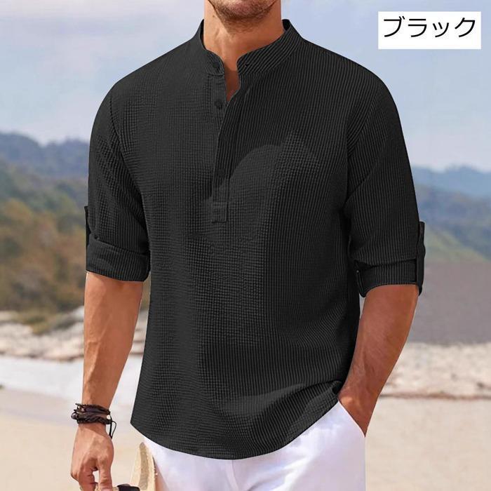 ポロシャツ メンズ ロールアップ 半袖 五分袖 夏 ゴルフウェア トップス ワッフル | ブランド登録なし | 17